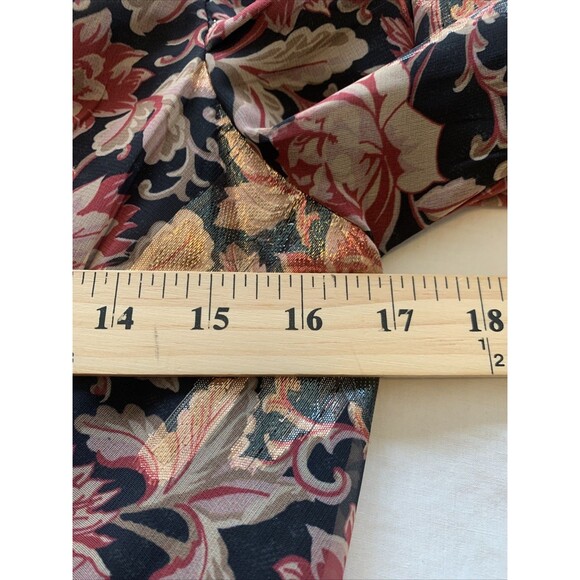 EXPRESS Women Metallic Whimsigoth Top Blouse Faux Wrap Dark Fairy Floral Small - Picture 12 of 13